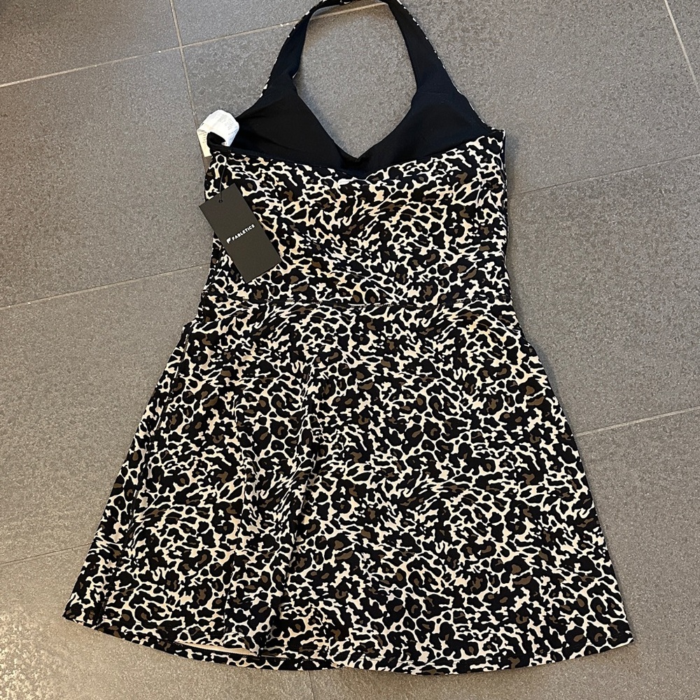 Fabletics Black and Cream Leopard Print Dress - Picture 5 of 11